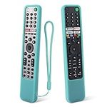 YiBiChin Luminous Blue Remote Cover for Sony Bravia TV Remote Control RMF-TX621E RMF-TX520U RMF-TX500U, Protective Remote Case Shockproof, Anti-Slip, Anti-Lost with Strap - Glow Blue