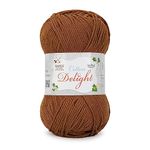 Ganga Acrowools Cotton Delight, Dk Weight Cotton Yarn, Oekotex Class L Certified, Shade No. Cod029,100 Gram,Brown