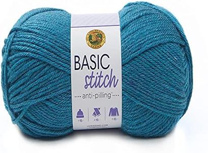 Lion Brand Yarn (1 Skein) Basic Stitch Anti Pilling Yarn, Turquoise Heather
