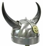 Medieval Viking Helmet Knight Crusader Horn Helmet Steel Adult Wearable LARP Costume Helmets Halloween, Silver