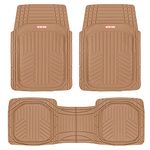 Motor Trend FlexToughXL Floor Mats for Cars Full Set, All-Weather Rubber Automotive Floor Mats, Waterproof Heavy Duty Car Mats, Flexible Floor Liners for Car Truck Van SUV, Car Floor Mats (Beige)
