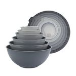 COOK WITH COLOR Mixing Bowls with TPR Lids - 12 Piece Plastic Nesting Bowls Set Includes 6 Prep Bowls and 6 Lids, Microwave Safe Mixing Bowl Set (Grey)