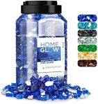 HOMEGLOW Fire Glass. Blue 1/2 inch. Reflective Tempered Glass Rocks for Propane or Gas Fire Pit or Fireplace. 10 Pounds.