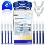 Teeth Whitening Kit + Blue Whitening Light | X8 Gels & 5 Pro Whitening Strips - 45+ Whitening Sessions - Safe on Teeth & Gums with Dental Level Results | Advanced Home Tooth Whitening Kit