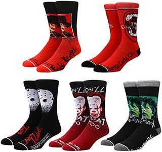 Warner Brothers Horror Movie Characters Men's 5-Pack Crew Socks