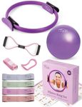 TTolbi Pilates Equipment - 10-in-1 Pilates Ring and Ball Set | Home Pilates Essentials Kit for Women & Accessories for at Home Workouts to Tone, Strengthen, Balance & Improve Flexibility
