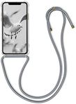 kwmobile Crossbody Case Compatible with Apple iPhone 11 Pro Case - Clear TPU Phone Cover w/Lanyard Cord Strap - Transparent/Grey