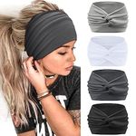 Kavya Wide Headbands For Women's Hair Soft Headband, Head Bands Adult Women Elastic Head Band, Knotted Hairbands Fashion Hair Accessories For Women (Grey)