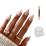 VIRAL TIKTOK TRENDING Glazed Donut Pearl Chrome Nail Powder, with Applicator Brush To Achieve Hailey Bieber Nails, Chrome Glitter Powder for Nail Art Design