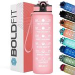 Boldfit Water Bottles 1 Litre Sipper Bottle For Adults, Kids,Unbreakable Motivational Water Bottle Time Mark Sipper With Straw & Time For Gym Office School Home Water Bottle for Kids - Pink (Plastic)