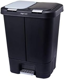 The Step N' Sort 40L Dual Trash and Recycling Bin with Spring Top Opening and Hands-Free Slow Close lid Black SNS402-B