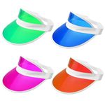 HENGBIRD Unisex 80s Retro Style Neon Sun Visors,Headband Cap Pub Golf Visor Fancy Dress Hat, Pink Visor Clear Plastic Visor Pub Golf Hats for Golf Tennis Stag Poker Party