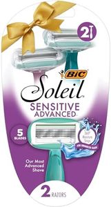 BIC Soleil Sensitive Advanced Women's Disposable Razors With 360 Degree Moisture Strips For Enhanced Glide, Shaving Razors With 5 Blades, 2 Count, Great Stocking Stuffer for Her