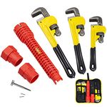 KOTTO Heavy Duty Adjustable Pipe Wrench, Wrench Tool Set for Plumbing, 3 Pack Set, 8, 10, 12 Inches Wrench with Faucet Pipe Tool Set in Storage Case