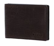Fossil Wallet for Men Derrick, 100% Leather Money Clip Dark brown 10 cm L x 1.5 cm W x 7 cm H ML3684201