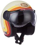 Royal Enfield Open Face Border Stripes ISI Certified Riding Helmet White (M) 580Mm Ece with Excellent Impact Protection and Classic and Timeless Appeal Design