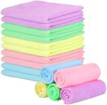 Hestya 50 Pcs Microfiber Face Cloths Face Washcloth Soft Face Towel Fast Drying Reusable Absorbent Face Cleansing Cloth for Baby Kids Adult Spa Sport Beauty, 5 Colors (25 x 25 cm)