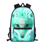 Amzbeauty Arctic Cyan Wolf Print Backpack for Teens Boys School Book Bags 15.6 Inch, Abstract Wolf, 15.6 Inch