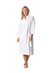 Turkish Linen Waffle Knit Lightweight Kimono Spa & Bath Robes for Women - Quick Dry - Soft, White, Small