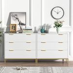 Anmytek Set of 2 White Dresser for Bedroom with Deep Drawers, 3 Drawer Dresser with Spacious Storage Modern Wood Chest of Drawers for Bedroom Living Room Hallway