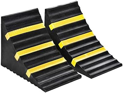 Genubi Industry 2 Pack Black Heavy Duty Extra Large Solid Rubber Wheel Chock with Portable Handle for Travel Trailer, Truck, Commercial Vehicle and RV, 9.5 Inches x 6 Inches x 7 Inches