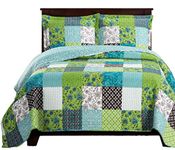 Rebekah Full/Queen Size, Over-Sized Quilt 3pc set, Luxury Microfiber Printed Coverlet by sheetsnthings