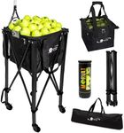 Morvat Heavy-Duty Pro Tennis Ball Cart 2.0, Holds 165 Tennis Balls- Premium Practice Hopper, Pickleball, Compact & Lightweight, Cell Phone Zipper Pocket, Easy Bag Removal- 3 Balls & Carry Bag Included