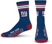 For Bare Feet NFL 4 Stripe Deuce Crew Sock, New York Giants, Large