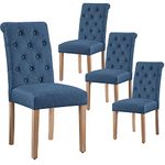 Yaheetech Set of 4 Dining Chairs Upholstered High Back Soft Padded Seat Side Fabric Chairs for Kitchen Living Room, Blue