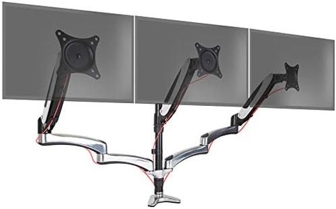 Duronic DM653 3 Monitor Arm | Triple Monitor Arm for Desktop Gas Hinged | VESA 75 100 | Independently Height Adjustable Screens | Rotatable Tilt Swivel | Chrome