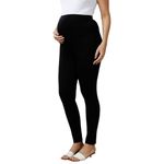 MomToBe Women's Cotton Maternity High Rise Classic Leggings/Pregnancy Bottoms For Pre and Post Pregnancy (Black, X-Large)