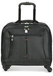 Tassia Roller Bag - Wheeled Laptop Bag - Black Hand Luggage Case - Business Briefcase Large with Large Storage - 4 Wheel Spinner Cabin Luggage for Men & Women - Roller Case for Travel or Business