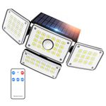 iMaihom Solar Outdoor Lights, 3000LM Solar Motion Sensor Lights, 224 LED 4 Adjustable Heads Solar Powered Security Flood Lights with Remote Control IP65 Waterproof for Wall Outside Yard, 1 Pack