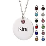 HUAN XUN Kira Name Name Necklace with Round Initial Necklace Personal Jewelry Birthday Valentine Gift