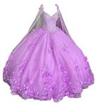 Asulla Luxurious Off Shoulder Quinceanera Dress Ball Gowns 3D Flower Sweet 15 16 Prom Gown Detachable Cape, Style9-lilac, 26