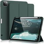 Aoub Case for iPad Pro 11,Case with Pencil Holder for iPad Pro 11 Inch 4th/3rd/2nd Generation 2022/2021/2020, Support Pencil 2 Charging,Slim Tablet Cover with Soft TPU Back,Auto Sleep/Wake, Green