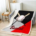 Baseball Blanket for Boys Girls Kids Super Soft Warm Sports Gaming Sherpa Fleece Blanket Geometric Hexagon Throw Blankets Ball Games Bed Blanket Gifts for Teens Women(Queen 90"x90")