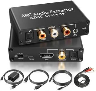 HDMI ARC Audio Extractor DAC Audio Converter 192KHz Digital to Analog Converter for PS3 PS4 HDTV DVD Home Cinema Systems, HDMI ARC/Optical/Coaxial Input, SPDIF/Optical/RCA/3.5mm Stereo Output