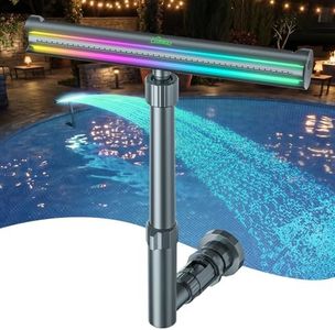 UIRWAY Dual Light Strip Solar Pool Fountain F5 Pro, 52 Ultra-Bright LEDs, 10-Color Pool Lights with 4 Modes, 120FT Remote Control, Adjustable Angle, for Above & In-Ground Pools, Solar Fountain