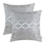 CaliTime Cushion Covers Pack of 2 Throw Pillow Cases Shells for Home Sofa Couch Modern Shining & Dull Contrast Quatrefoil Accent Geometric 45cm x 45cm Silver Gray