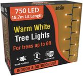ANSIO® Christmas Tree Lights 750 LED 18.7m/61ft - Warm White Cluster Compact Lights for Indoor & Outdoor Decorations Fairy Lights with Timer for Xmas Garden & Party | Mains Powered Green Cable