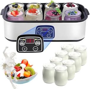 Yogurt Maker Machine, Automatic Digital Yoghurt Maker Machine with Adjustable Time & Temp Control, Stainless Steel Probiotic Yogurt Makers with 8 * 6 Oz Glass Yogurter Jars for Kitchen Home