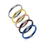 Stackable 5 Piece Set 2mm Stainless Steel Ring Silver/Rose/Gold/Blue/Black Tone Comfort Fit Wedding Band Sizes 5-12, Metal