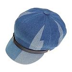 NiceYnn Cotton Baker Boy Cap for Women Girl, Retro 8 Panel Newsboy French Berets Painter Hat Flat Peaked Caps Denim Visor Denim Blue