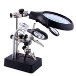 Linist Welding magnifying glass 5 LED Auxiliary Clip Magnifier 3 In 1 Hand Soldering Iron Stand Holder Station