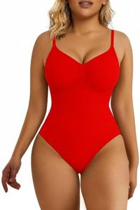 SHAPERX Women's Shapewear Bodysuit Tummy Control Body Shaper Seamless Sculpting Snatched Waist Body Suit,SZ5215-Red-2XL/3XL