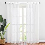 NICETOWN White Sheer Linen Curtains 84 Inches Long for Windows, Grommet Top Semi Sheer Vertical Drapes Home Decor Privacy with Light Filtering for Bedroom/Living Room/Sliding Door, 52 inch Wide, 2 PCs