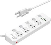 MAXBROTHERS Multi Power Bar, Power Strip with USB Ports, 4 Universal Socket, Surge Protector, 4 Quick USB (5V 3.4A 17W), Independent Switch, 6.5ft Power Cord, Child Safe Door