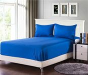 Tache 100% Cotton Deep Pocket Royal Blue - Extra Soft Luxurious Pillowcases with Fitted Sheet Only - 3 Piece Set - California King