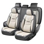 Coverado Seat Covers, Car Seat Covers Full Set, 5 Seat Universal Leather Seat Covers for Cars, Seat Covers Waterproof, Front and Back Car Seat Protector, Auto Seat Covers Fit for Most Vehicles, Gray